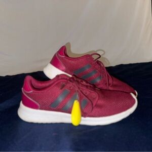 Burgundy Adidas with Dark Stripes